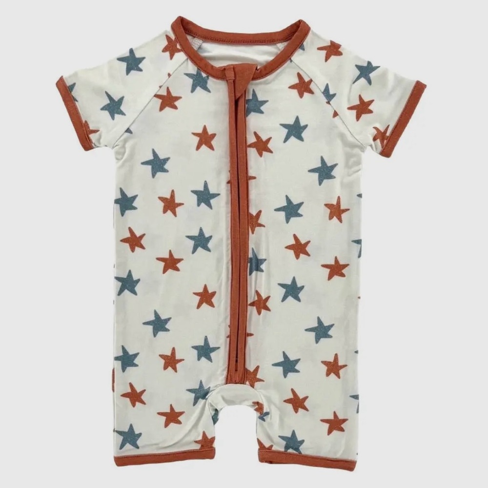 NEW Vintage Stars Patriotic Bamboo Short Romper